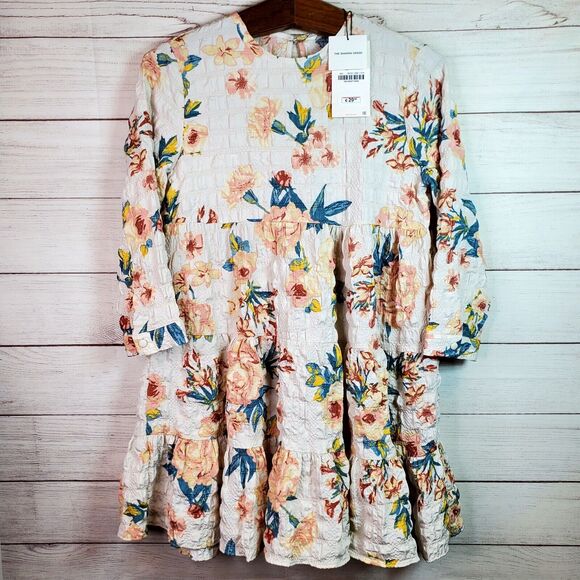 Zara The Sharon Multicolored Floral Print Textured Tiered Babydoll Dress Sm NWT - Picture 2 of 8
